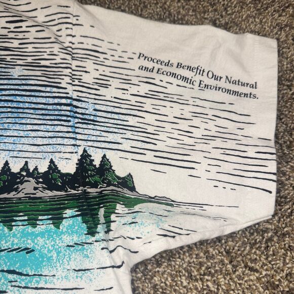 Vintage 90s Minnesota State Lottery Loon All Over Print Anvil T-Shirt Men’s XL - Picture 3 of 8